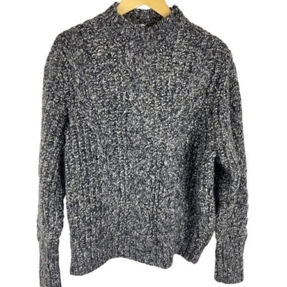 Topshop Black Multi Braided Cable Mock Neck Sweater Small - Picture 5 of 9